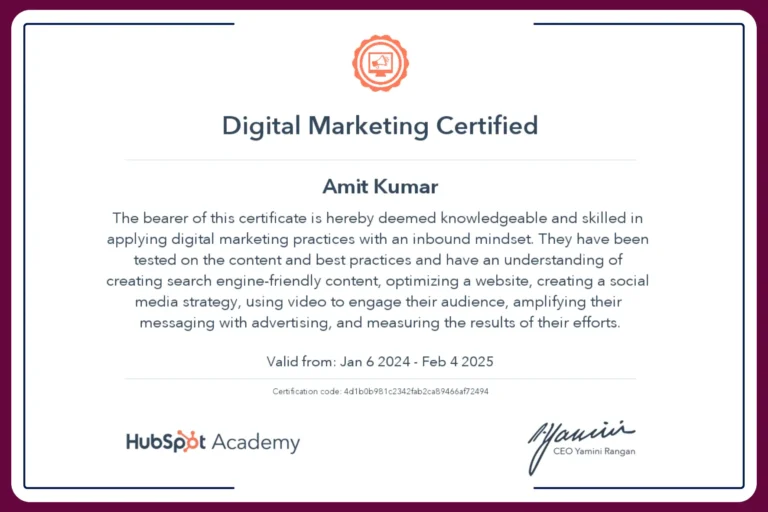 Amit Kumar Hobspot Certified