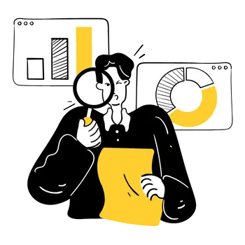 Person analyzing business data with charts and reports